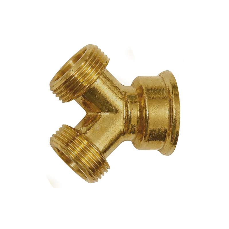 RIEGLER GEKA-Abzweigstück, Messing blank, 1x G 3/4 IG, 2x G 3/4 AG