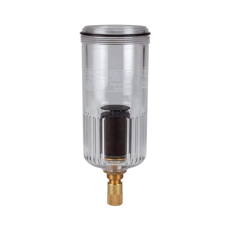 RIEGLER Polycarbonatbehälter, inkl. O-Ring, vollautom. Ablassventil, BG 3