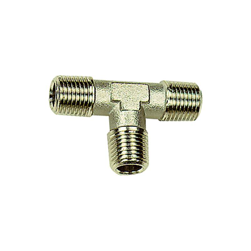 RIEGLER T-Stück, außen/außen/außen, R 1/4, SW 13, Messing vernickelt