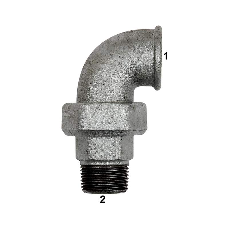 RIEGLER Verschraubung Bogen 97 IG/AG, Rp 1 1/4, R 1 1/4, schw. Temperguss