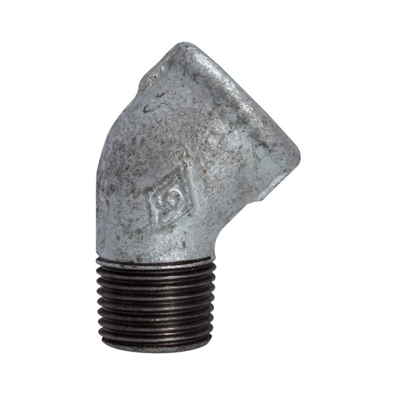 RIEGLER Winkel 121, 45°, IG/AG, Rp/R 1 1/2, schw. Temperguss feuerverz.