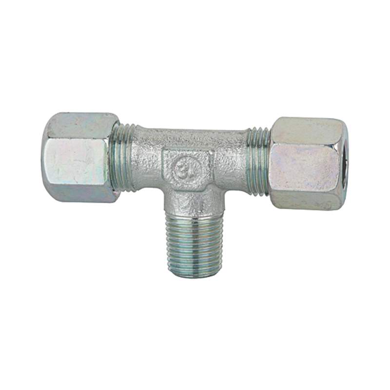 RIEGLER T-Einschraubverschraubung, R 1/8 a., Rohr-Außen-Ø 4, Stahl verz.
