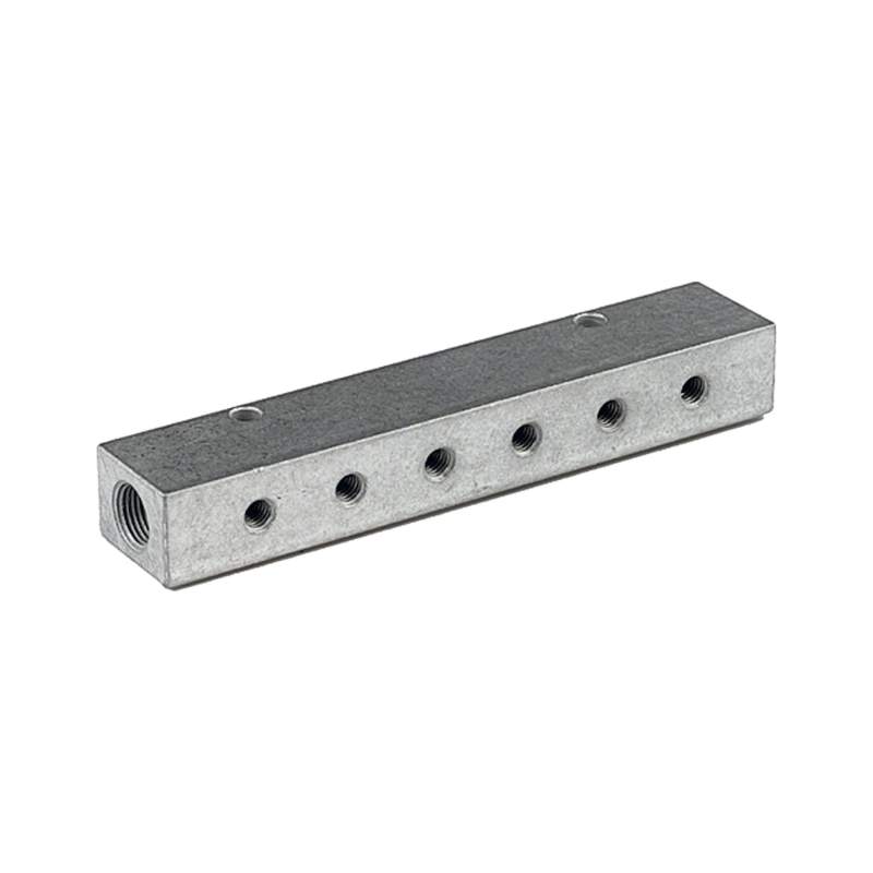 RIEGLER Verteilerleiste, Abgänge einseitig, Eingang 2x3/8, Ausgang 6x1/8