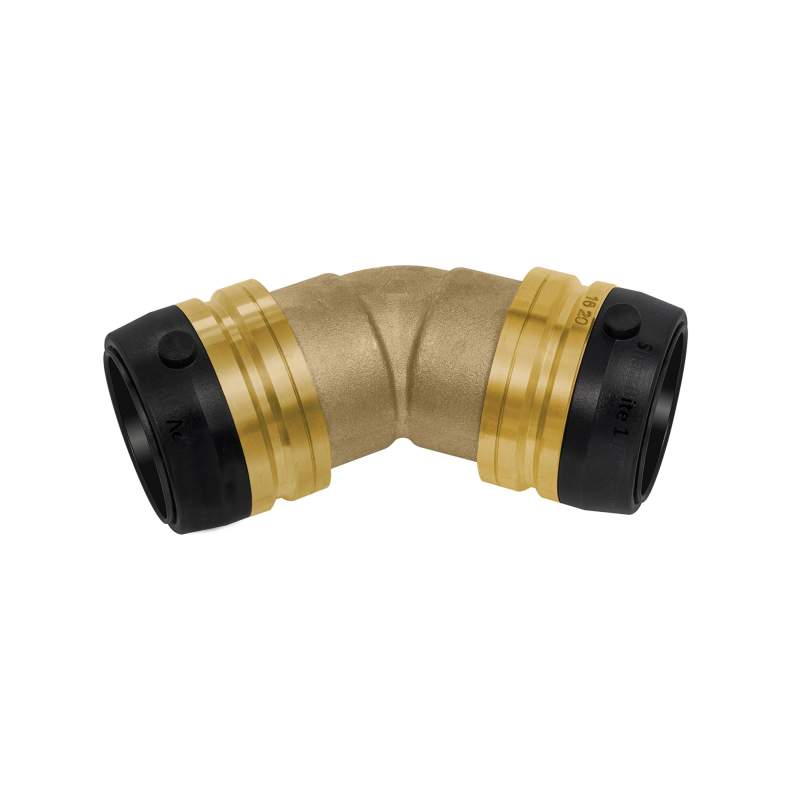 RIEGLER Winkelverbinder 45°, Messing, »sharkbite«, für Rohr-Außen-ø 42 mm